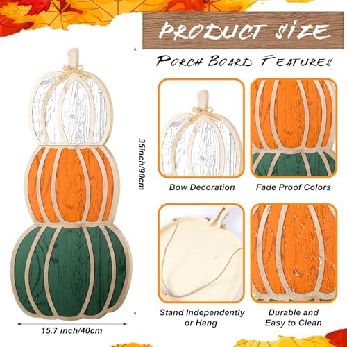 Colingmill Outdoor Stacked Pumpkins Fall Decor, 35 Inch - Image 2