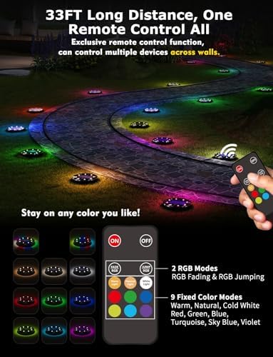 Color Changing Solar Ground Lights with Remote, IP67 Waterproof, 6Pack - Image 2