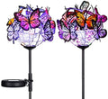 Outdoor Solar Garden Lights - 2 Pack Solar Powered Garden Stake Lights with 18 Butterflies and Copper String Lights, Multicolor by Doingart