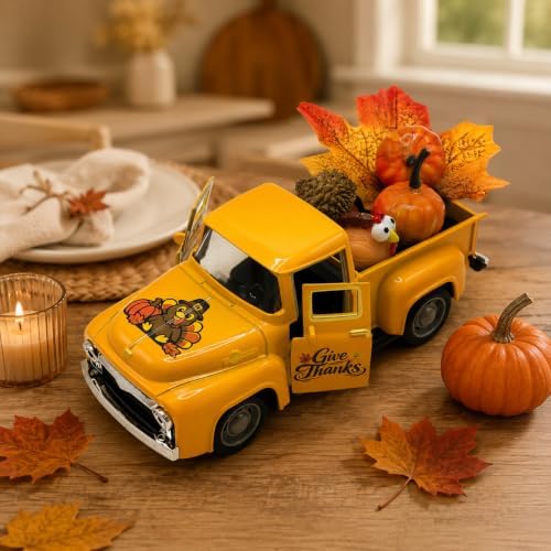 Thanksgiving Vintage Metal Truck Decor, 5.7 Inch Turkey Decor, Fall Decorations for Home, Turkey Decorations Farmhouse Thanksgiving Table Centerpiece for Dining Room, Mantel, Shelf, Kitchen - Image 2