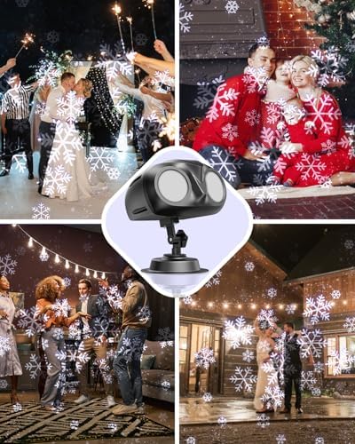 Double Head Christmas Snowflake Projector Light Outdoor, Outside Christmas Decorations Lights with Remote Control, Suitable for Indoor Garden Patio (L) - Image 6