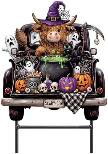 Amyhill 23 Inch Halloween Highland Cow Garden Stake Outdoor Decorations by Amyhill