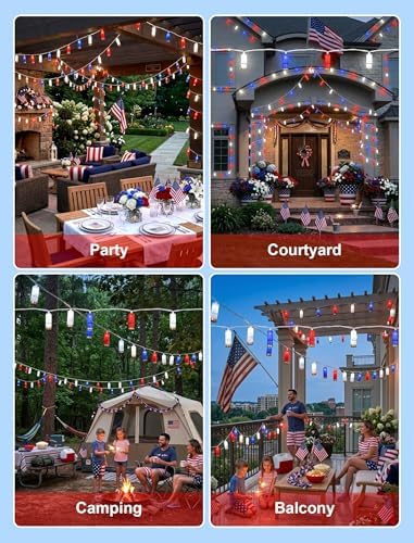8.5Ft 4th of July String Lights, 10 LED Red White Blue Shotgun Shell Lights - Image 6