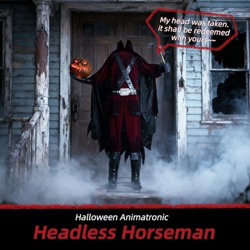 HOYECHI Animatronic Halloween Decorations Headless Warrior 6.2ft – Motion & Sound Activated Scary Decorations, Left Axe Right Pumpkin, Touch & Sound Triggered Outdoor Halloween Decor - Image 3