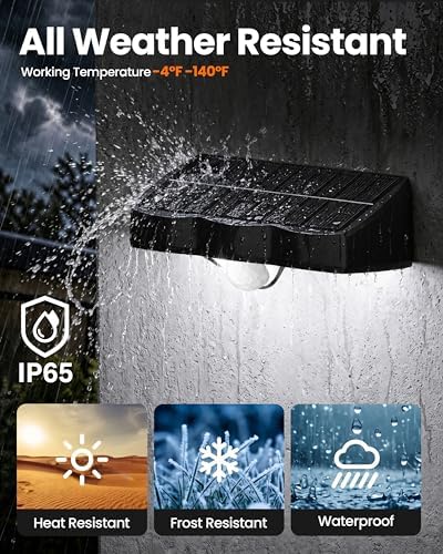 VOLISUN Fence Lights Solar Powered, Motion Sensor Outdoor Lights, IP65 Waterproof, 3 Modes, Dusk to Dawn, 6000K Cool White Solar Fence Lights for Garden Yard 8 Pack - Image 4
