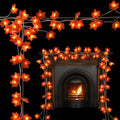 4 Pack Autumn Lights Fall Decorations Leaves Garland with Lights 60Ft 120LED Fall Leaf Decor String Lights Christmas Halloween Lights Decorations Indoor Outdoor by SolarEra-FREETOSHINE