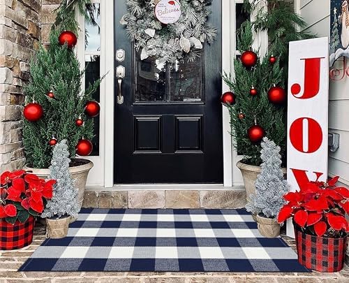 Blue and White Layered Doormat,27.5"x43.3"Fall Door Mat Outdoor For Porch - Image 4