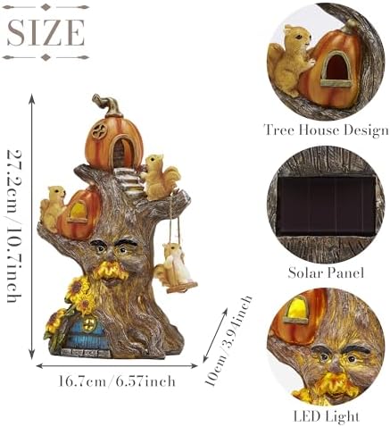 TERESA'S COLLECTIONS Fall Outdoor Decor Tree Spirit Pumpkin Solar Resin 11" - Image 5