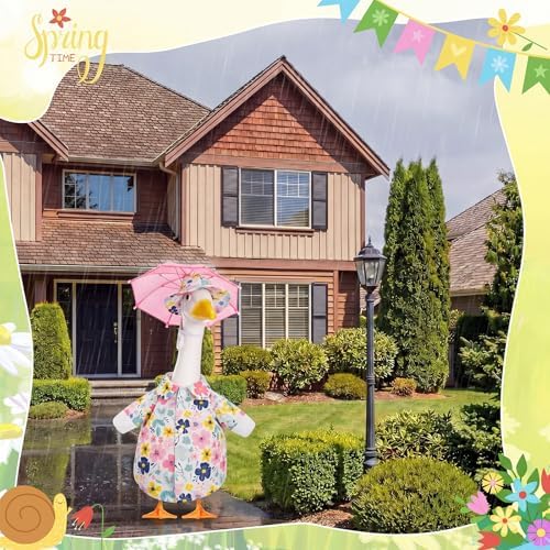Soulchen 3 Pcs Summer Goose Outfit Porch Lawn, Garden Floral, 23 Inch - Image 6