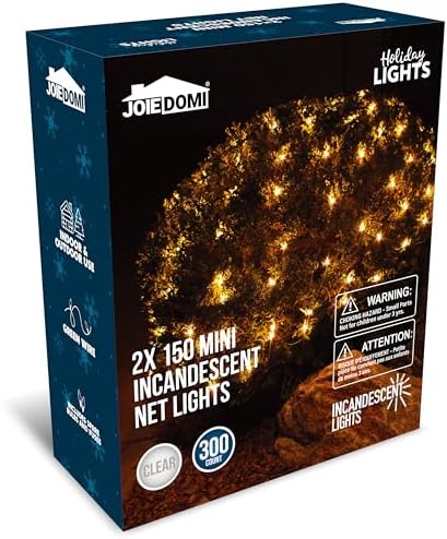 Joiedomi 2-Pack Christmas Net Lights,150 Warm White Net Lights for Indoor & Outdoor Christmas Decorations, Events, Eve Night Decor, Tree, Bushes by Joiedomi