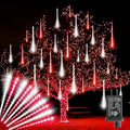 LAMPHOME Red White Lights for Valentines Day Decor, Christmas Outdoor 12-inch LED Meteor Shower Icicle Lights, 10 Tubes 240 LED Shower Rain Waterproof Plug for Wedding Xmas Tree Yard House Decor by ULL
