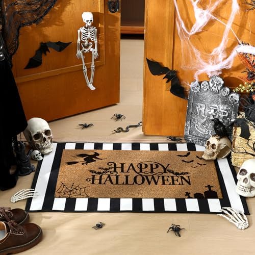 Duraaamo 2 Pcs Halloween Doormat Outdoor Happy Halloween Welcome Mats - Image 6