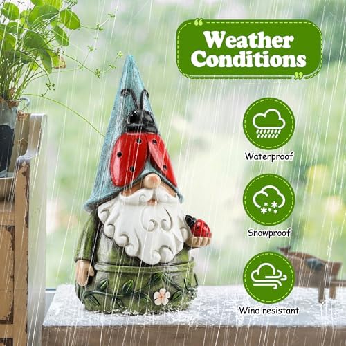 Garden Ladybug Gnome Statues Outdoor Ladybug Decor for Yard and Indoor Home - Image 4