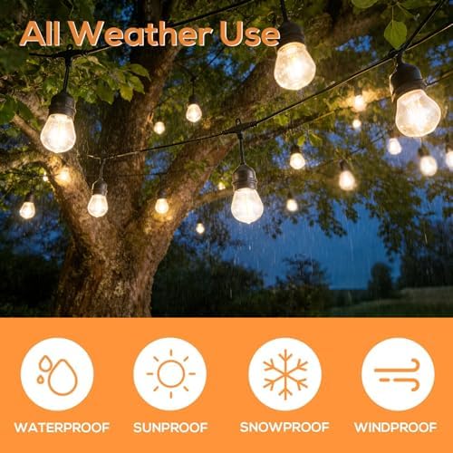 SUNTHIN 105FT Outdoor String Lights with 34 1W LED Bulbs - Image 3