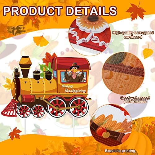 Weysat 4pcs Thanksgiving Yard Signs Train Outside Decoration Pumpkin Maple - Image 3