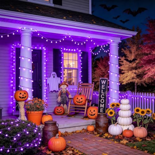 JMEXSUSS 100 LED Purple Globe String Lights Battery Operated with 8 Modes - Image 7