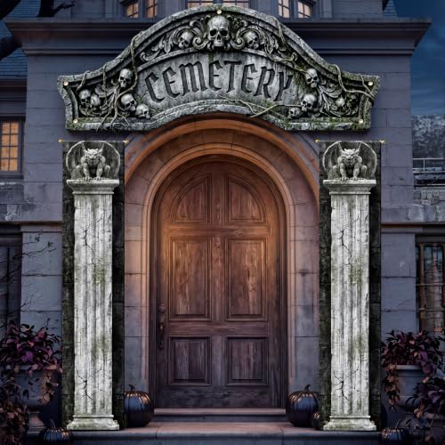 JOYIN 3 pcs Halloween Scary 3D Cemetery Archway Decorations, Spooky Gothic Horror Door Banners Sign Door Cover Decor, Halloween Indoor Outdoor Decoration for Party Supplies Haunted Home by JOYIN