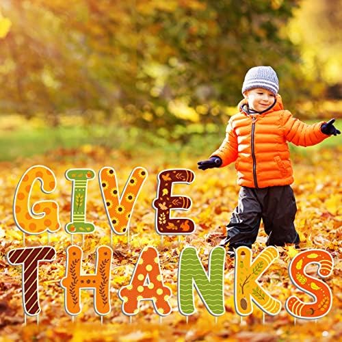 AnyDesign 14 Pcs Fall Large Thanksgiving Yard Sign With 28 Pcs Stakes GIVE THANKS Turkey Pumpkin Maple Leaf Lawn Sign Autumn Harvest Lawn Decor for Home Patio Outdoor Walkway Party Supplies - Image 6