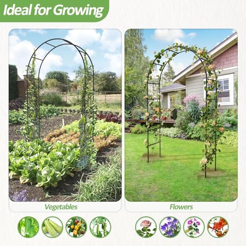 Garden Arch Trellis for Climbing Plants Outdoor - Height: 94.5", Length: 55", Sturdy Metal Garden Arbor with Rust-Proof Coating, Garden Arch for Wedding Decorations and Balloon Arch Stand - Image 3