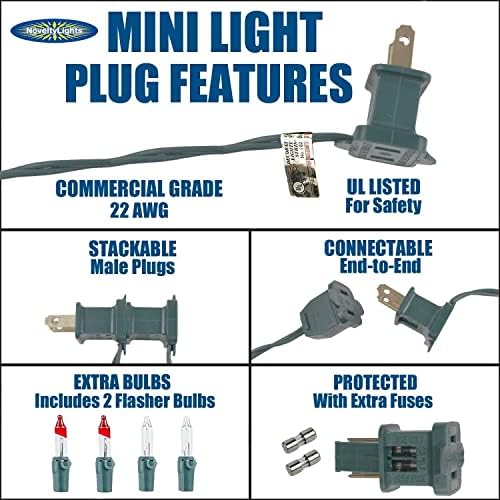 Novelty Lights 11 Feet 50 Bulbs Traditional Incandescent Mini Lights, Clear on Green Wire with 2.5" Spacing, Commercial Grade and UL Listed for Indoor/Outdoor Use, End-to-End Connectable - Image 6