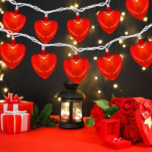 Valentines Decorations - Red Heart String Lights, 8.5Ft LED Valentine Heart Lights 3D Red Heart String Lights for Valentines Propose Wedding Anniversary Birthday Home Party Decor, 0.48W - Image 2