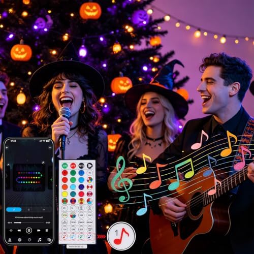 LJLNION Smart Color Changing Halloween Lights, 98.6FT 300 LED RGB String Lights with Remote & App Controlled, Music Sync Multiple Modes, Waterproof Indoor Outdoor Holiday Xmas Tree Party Decor - Image 4