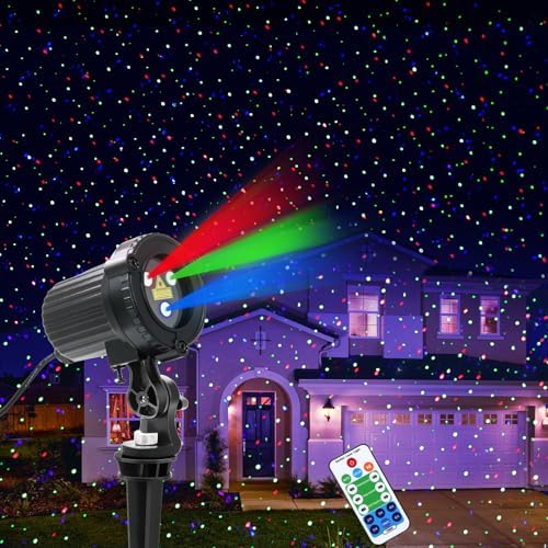 Christmas Laser Lights, Outdoor Garden Laser Lights Projector with Moving RGB Waterproof for Christmas Holiday by MHAZDZE