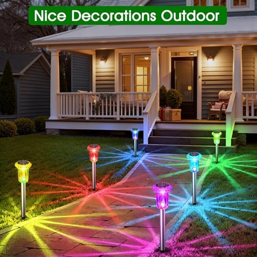 Eyrosa Solar Outdoor Lights, 15 Pack Solar Pathway Lights Outdoor Waterproof, Stake Lighting for Garden Yard Path Walkway Driveway Patio Lawn Decor,Color Changing - Image 5