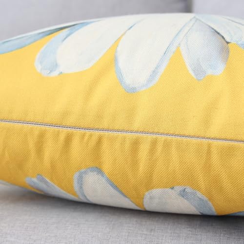 Spring Summer Outdoor Waterproof Pillow Covers 20 x 20 Inch Set of 2 Yellow Daisy Flower Decorative Cushion Cases for Sofa Couch Garden Patio - Image 6