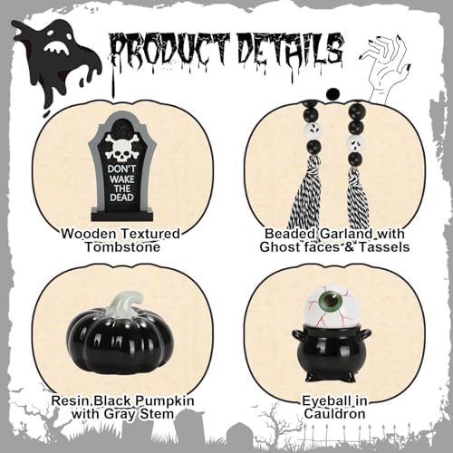 Halloween Decorations for Home Office 6PCS Tiered Tray Decor - Image 4