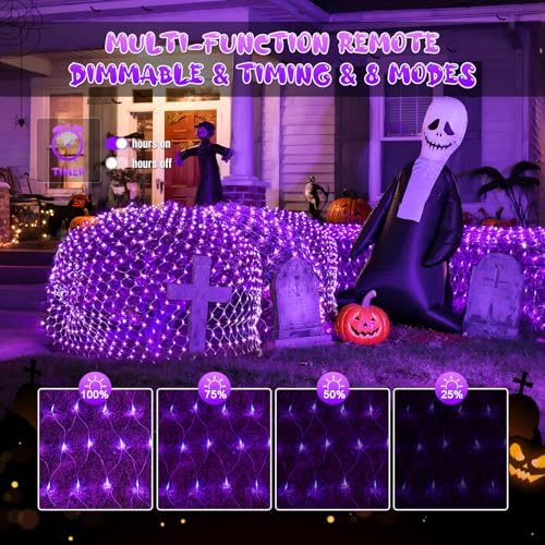 JMEXSUSS 200 LED Purple Net Lights for Halloween, 9.8ft x 6.6ft, Plug in - Image 5