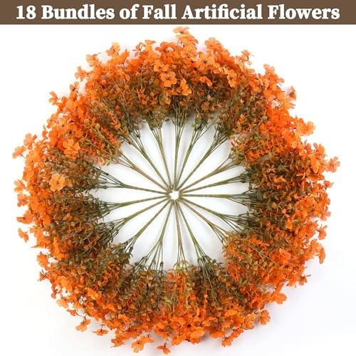 ColoPlay 18 Bundles Artificial Mums for Outdoors, Fake Flowers Fall Decor - Image 2