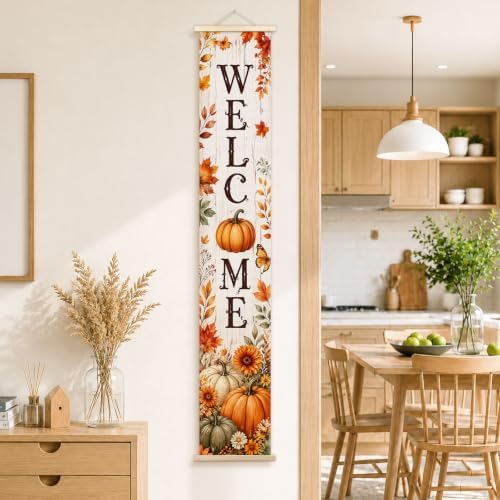 Welcome Fall Pumpkin Porch Door Banner Wall Decorations 8x47 - Image 5