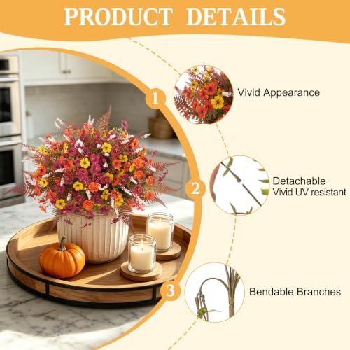 ADXORA 12 Bundles Fake Artificial Mums Fall Flowers for Outdoor Decoration - Image 3