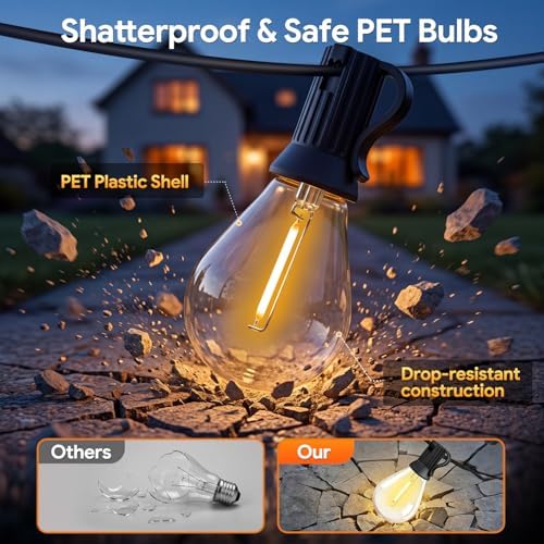 LED Outdoor String Lights 100FT Outside Waterproof Shatterproof Patio Light - Image 6