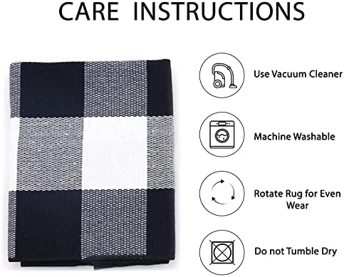 IOHOUZE 2x3 Buffalo Plaid Rug, Washable Outdoor Door Mat, Black White - Image 5