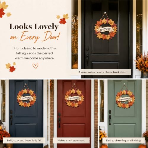 Wooden Fall Wreath Door Hanger, Tis the Season Sign for Front Door - Image 4