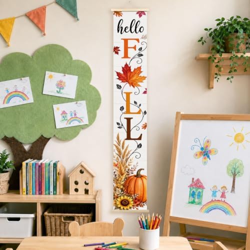 Hello Fall Pumpkin Porch Door Banner Wall Decorations 8x47 - Image 3