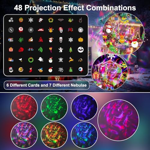 Christmas Projector Lights Outdoor No Need to Change Cards, 26 Effects Holiday Christmas Projector Light Outdoor 2 in 1 with Remote, Christmas Decorations Lighting for Outside Home Party House Decor - Image 2