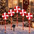BRIGHTDECK Lollipop Solar Christmas Pathway Lights Outdoor, 5 Pack LED Christmas Decor with 8 Lighting Modes, Light Up Solar Stake Lights for Holiday, Xmas, Walkway, Sidewalk (Red, 5Pack) by BRIGHTDECK
