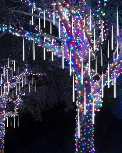 Joomer 2Pack Christmas Lights Outdoor, 11.8in 10 Tubes Meteor Shower Lights - Image 6