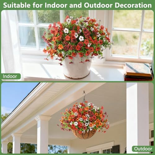 Hommyea Fall Artificial Fake Mums Flowers Plant for Outdoor Faux Home Decor - Image 6