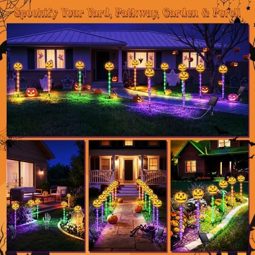 18.89'' Solar Pumpkin Lights Outdoor Halloween Decorations, 6 Pack - Image 3