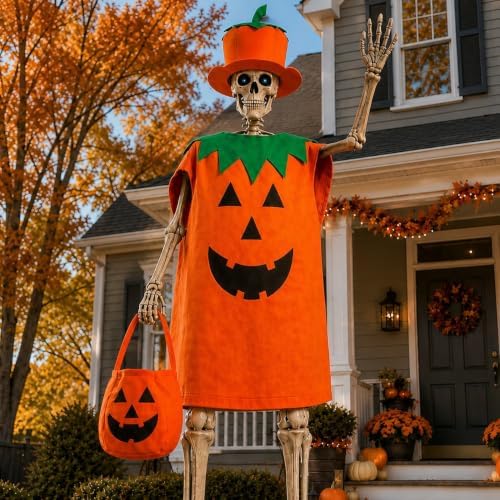 3 Pcs Pumpkin Outfits Set for 12 Ft Skeleton Halloween Yard Decor by Unknown