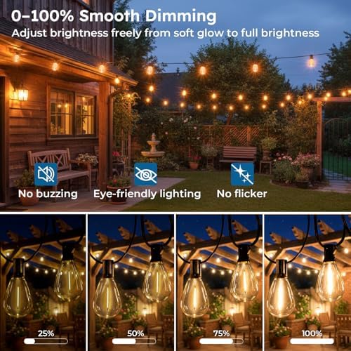 GvvooHome 25FT Outdoor String Light with S11 Plastic Bulbs, Low-Voltage LED Patio Lights with App & Remote, Music Sync, 4 Lighting Modes, Dimmable & Waterproof for Backyard, Porch, Garden, Deck, Party - Image 4