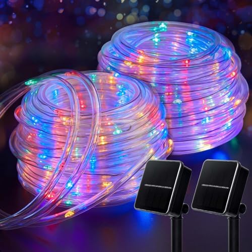 Brightown 2 Pack Total 78FT 200LED Solar Rope Lights, Multicolor by Brightown