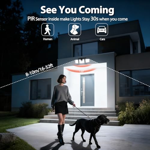 INCX Solar Lights Outdoor, 3000LM Motion Sensor Outdoor Lights, 4PCS, Black - Image 2