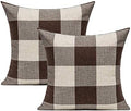 VAKADO Buffalo Plaid Throw Pillow Covers 24x24 Set of 2, Brown & Beige by VAKADO