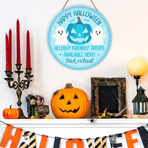 Halloween Teal Pumpkin Decor Happy Halloween Door Sign for Front Door - Image 4