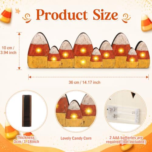 Yousoontic Fall Halloween Decor, Light up Candy Corn Table Centerpieces - Image 4